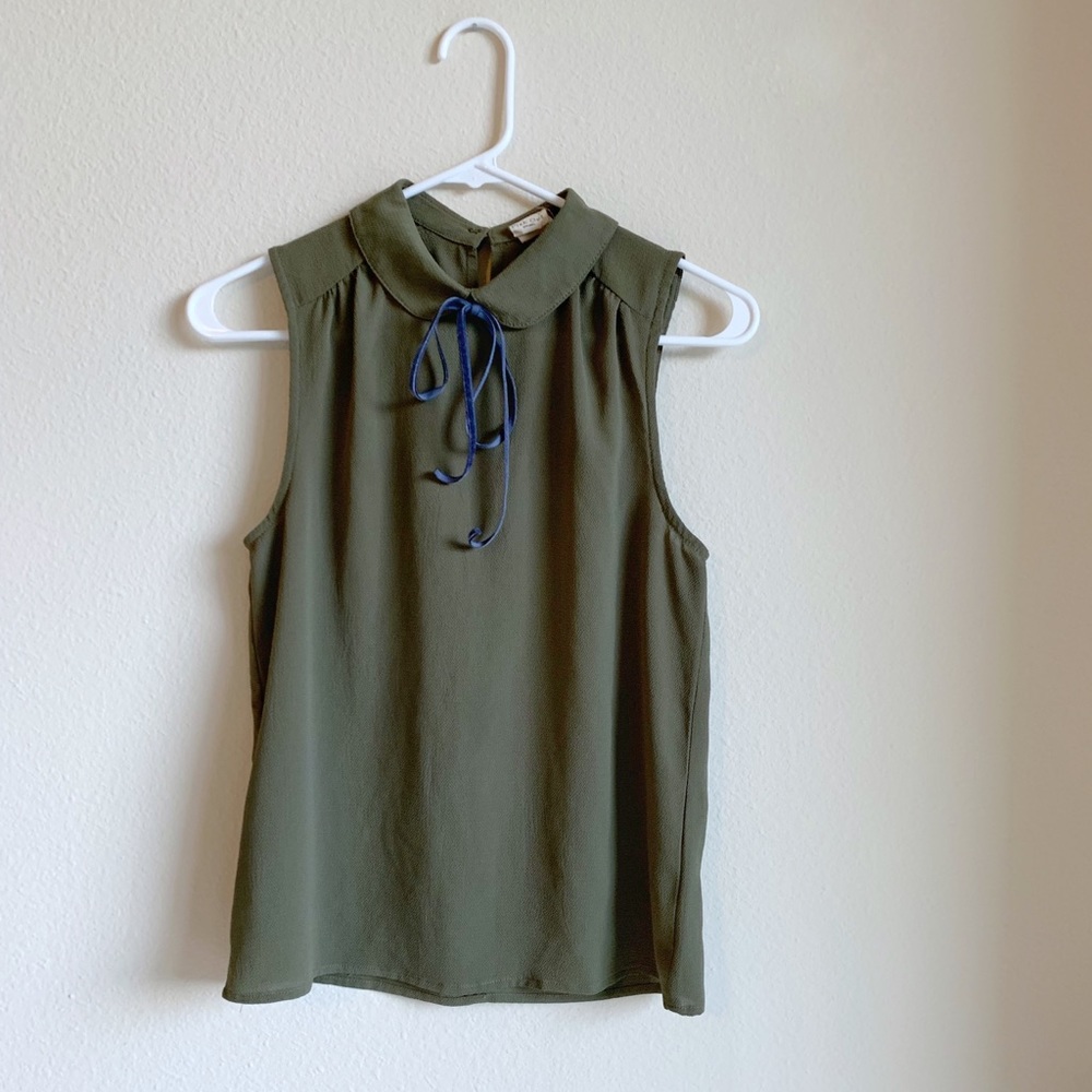 ModCloth Pink Owl Olive Green Top